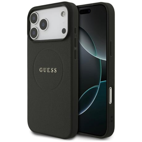 Оригинальный чехол Guess Grained Ring с MagSafe на iPhone 17 Pro Max - black