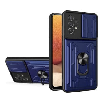 Чохол із шторкою на камеру Sliding Camshield та підставкою на Samsung Galaxy A33 5G - синій