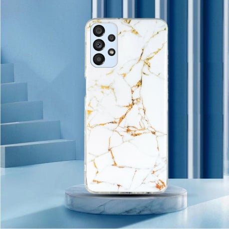 Противоударный чехол IMD Marble для Samsung Galaxy A53 5G  - белый