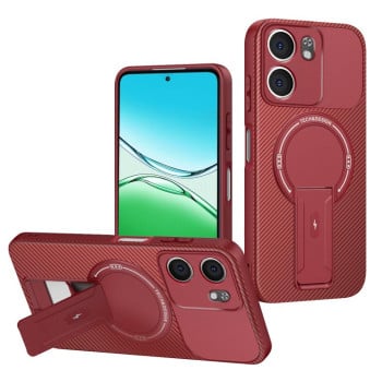 Противоударный чехол Carbon Fiber Texture (MagSafe) на OPPO A5x 4G / 5G — красный