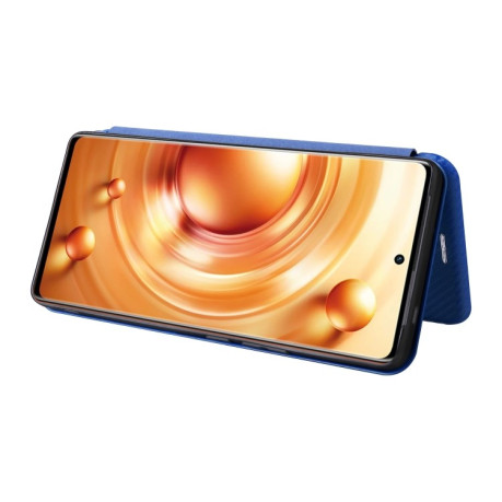 Чохол-книжка Carbon Fiber Texture на Vivo X80 Pro 5G - синій