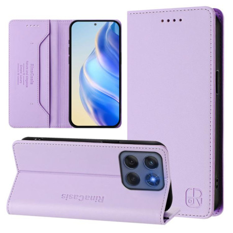 Чехол-книжка RC01 Dual-Folded Magnetic Suction RFID Leather на Motorola Edge 5G 2025 / Edge 60 Fusion - фиолетовый