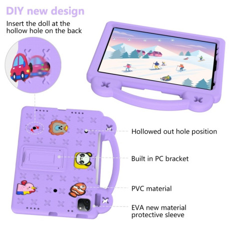 Противоударный чехол Handle Kickstand Children EVA для iPad 11(2025)/iPad 10.9 (2022) - фиолетовый