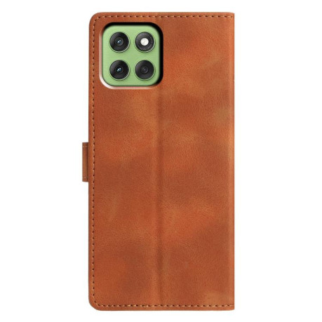 Чехол-книжка Triangles Embossed Leather для Motorola Edge 60 - коричневый