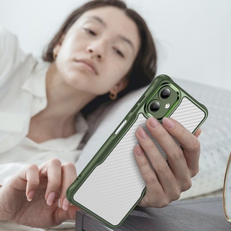 Ударозащитный чехол Carbon Fiber Texture Translucent на Samsung Galaxy A06 4G - зеленый