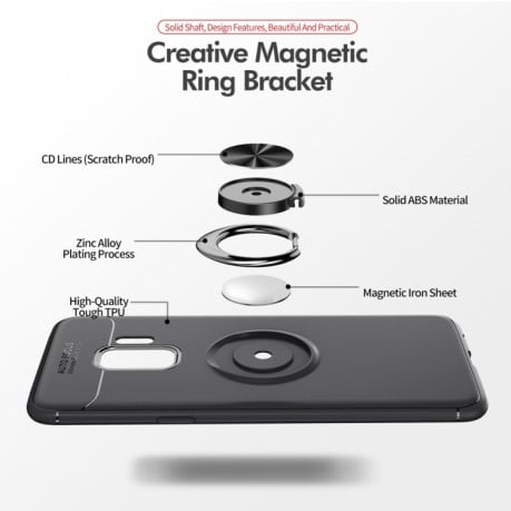 Противоударный чехол Lenuo на Samsung Galaxy S9+Plus - черно-красный