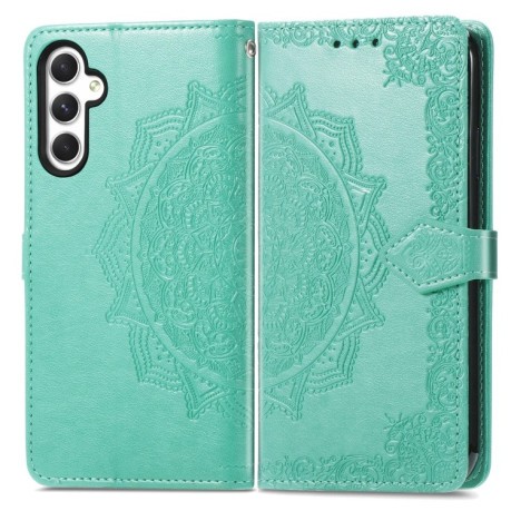 Чехол-книжка Mandala Embossing Pattern на Samsung Galaxy A25 5G - зеленый