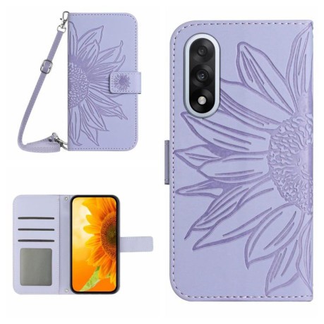 Чохол-книжка Skin Feel з малюнком соняшника на OnePlus Nord 5 5G / Ace 5 Ultra - фіолетовий