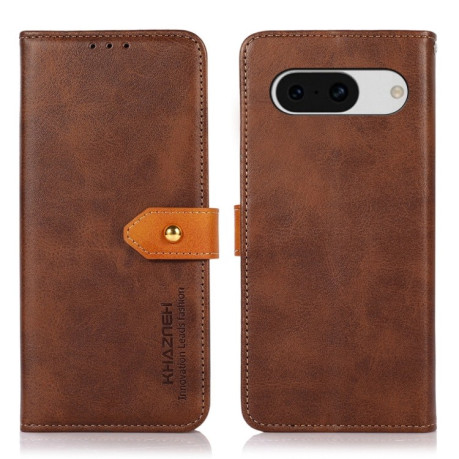 Чехол-книжка KHAZNEH Dual-color Cowhide для Google Pixel 8a - коричневый