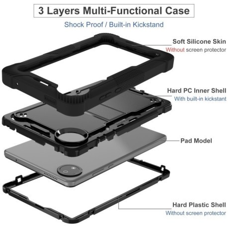 Чохол Silicone Hybrid PC Tablet Case with Holder &amp; Shoulder Strap для Xiaomi Redmi Pad SE 8.7 - чорний