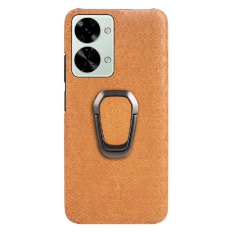 Противоударный чехол Honeycomb Ring Holder для OnePlus Nord 2T 5G - оранжевый