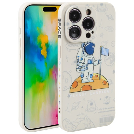 Чохол протиударний Astronaut Pattern Silicone Straight Edge для iPhone 16 Pro - Planet Landing-White