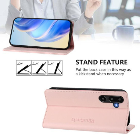 Чехол-книжка RC01 Dual-Folded Magnetic Suction RFID Leather на Samsung Galaxy M16 / F16 5G Global - розовый