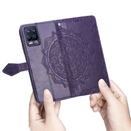 Чохол-книжка Mandala Embossing Pattern на Realme 8 5G/Narzo 30 5G / Realme V13 5G - фіолетовий
