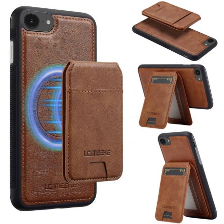 Чехол-книжка LC.IMEEKE L3 Series Detachable RFID Card Bag Magsafe для iPhone 16e - коричневый