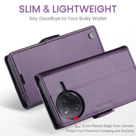 Чохол-книжка CaseMe 023 Butterfly Buckle Litchi Texture RFID Anti-theft Leather для Xiaomi Poco F7 Pro / F7 Ultra - фіолетовий