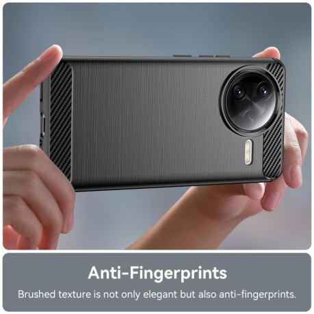 Противоударный чехол Brushed Texture Carbon Fiber на Xiaomi Poco F7 Ultra - черный