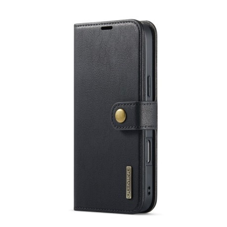 Чехол-книжка DGMING Crazy Horse Texture для iPhone 16 Pro - черный