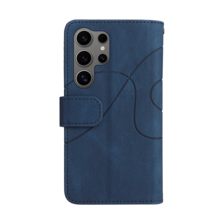 Чехол-книжка Dual-color 9 Card Slots Zipper Wallet Leather для Samsung Galaxy S25 Ultra 5G - синий
