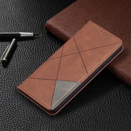 Чехол-книжка Rhombus Texture на Samsung Galaxy A72 - коричневый