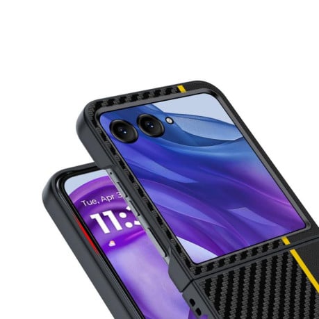 Противоударный чехол Carbon Fiber Texture Printing для Motorola Razr 60 Ultra 5G - черный