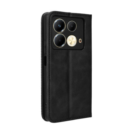 Чехол-книжка Magnetic Buckle Retro Crazy Horse Texture на Infinix Note 40 4G - черный