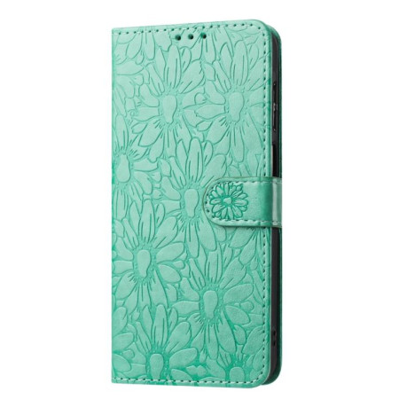 Чехол-книжка Daisy Embossed Leather для на Samsung Galaxy F16 5G / M16 5G - зеленый