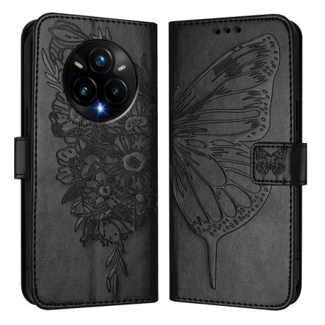 Чохол-книжка Embossed Butterfly для Realme 14 Pro+ - чорний