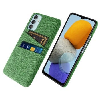 Противоударный чехол Cloth Texture with Dual Card Slots для Samsung Galaxy M23 5G - зеленый