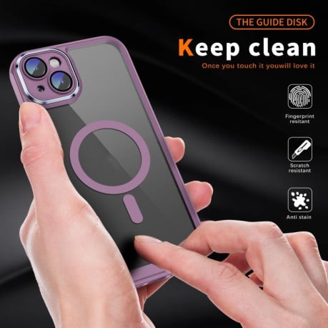 Противоударный чехол Frosted Lens MagSafe для iPhone 15 - фиолетовый