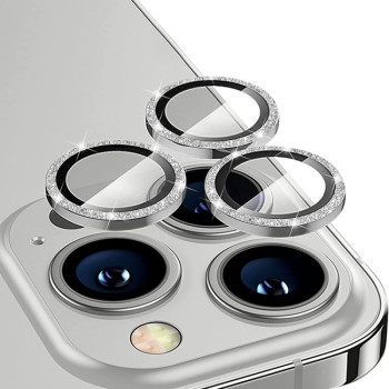Защитное стекло на камеру для ENKAY Glitter для iPhone 14 Pro / 14 Pro Max - серебристое
