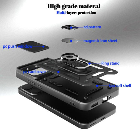 Противоударный чехол Sliding Camshield для OPPO Reno15 5G Global — серебристый