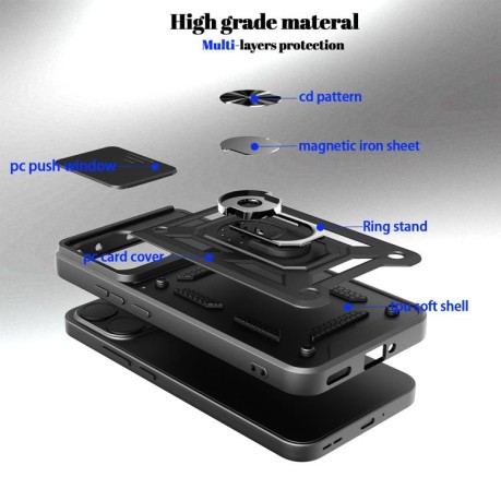 Противоударный чехол Sliding Camshield для OPPO Reno15 F 5G / Reno 15c 5G Global — серебристый