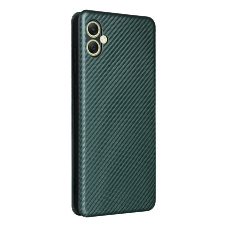Чехол-книжка Carbon Fiber Texture на Samsung Galaxy A05 - зеленый