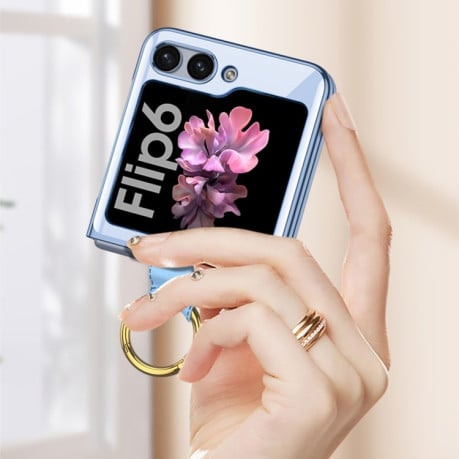 Протиударний чохол GKK Electroplating with Ring для Samsung Galaxy Flip 6 - синій