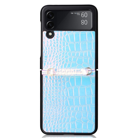 Противоударный чехол Siamese Pearl Texture для Samsung Galaxy Z Flip3 5G - голубой