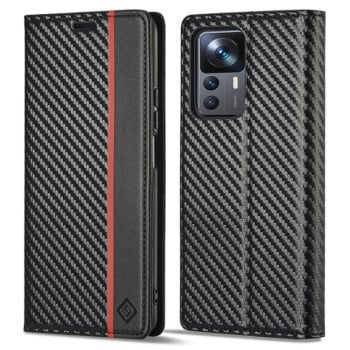 Чохол-книжка LC.IMEEKE Carbon Fiber для Xiaomi 12T/12T Pro - Vertical Black