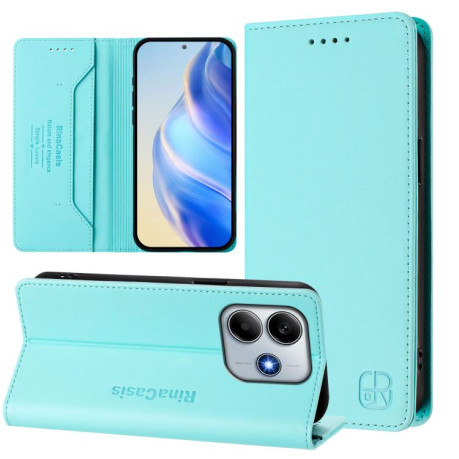 Чехол-книжка RC01 Dual-Folded Magnetic Suction RFID Leather на Xiaomi Poco M7 Pro 5G - зеленый