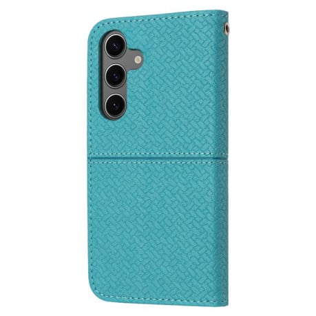 Чохол-книжка з фактурою “плетіння” Woven та декоративним рядком Stitching на Samsung Galaxy S25 FE 5G - синій