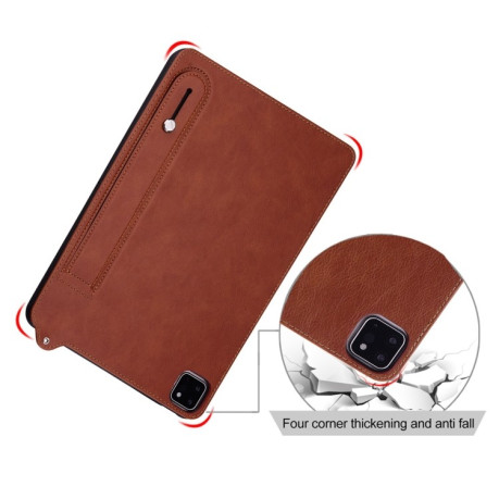 Противоударный чехол Wristband Leather Back для Xiaomi Pad 7 / 7 Pro - коричневый