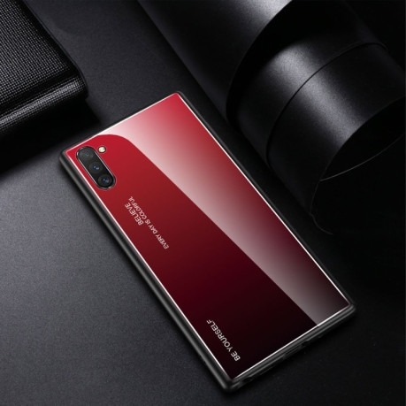 Скляний чохол Gradient Color Glass Case на Galaxy Note10-червоний