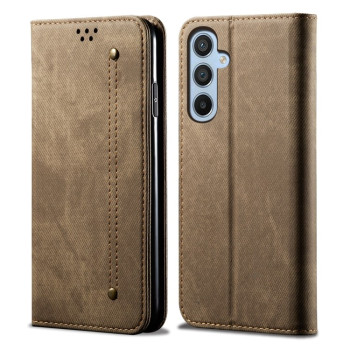 Чохол-книжка з джинсовою тканиною casual на Samsung Galaxy M55 5G - хакі