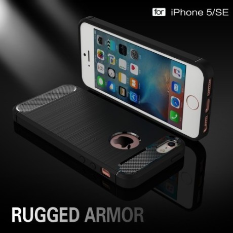 Противоударный Чехол Rugged Armor PP черный для iPhone 5/ 5S/ SE