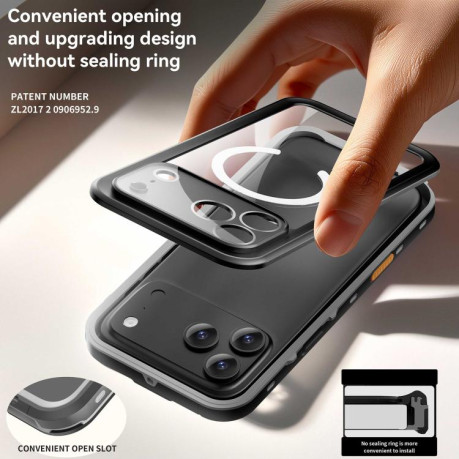 Противоударный чехол RedPepper IP68 Waterproof MagSafe для iPhone 17 Pro Max - серый