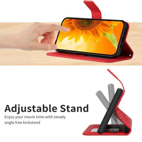 Чехол-книжка Skin Feel Sun Flower для Motorola Edge 60 5G - красный