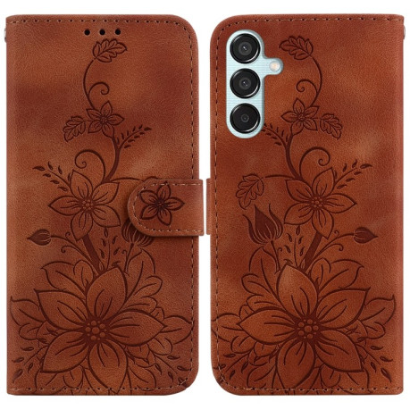 Чохол-книжка Lily Embossed Leather для Samsung Galaxy M15/F15 5G - коричневий