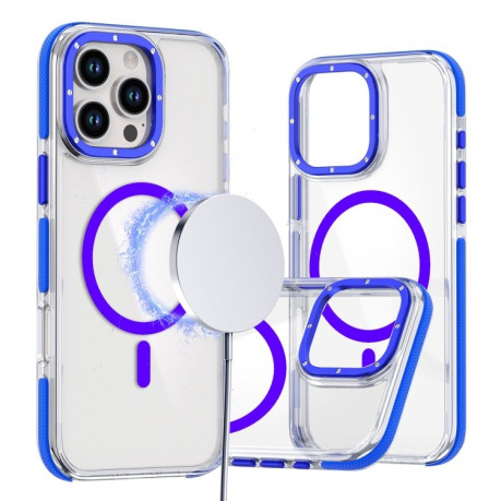 Чохол Dual-color MagSafe TPU Hybrid для iPhone 16 Pro - синій