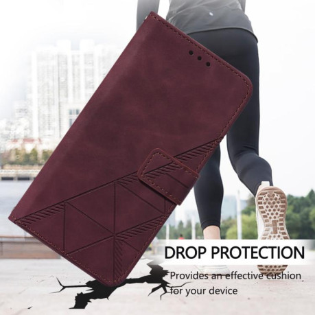 Чохол-книжка Crossbody 3D Embossed Flip Leather Xiaomi Redmi Note 14 4G 164.48mm - винно-червоний