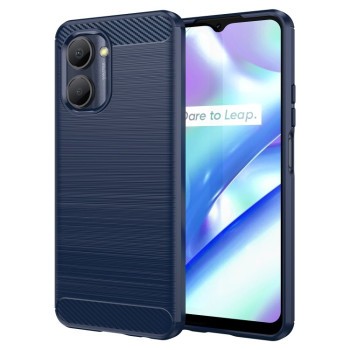 Протиударний чохол Brushed Texture Carbon Fiber на Realme C30 - синій