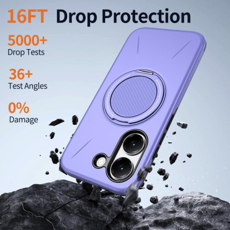 Чехол Metal Rotation Holder MagSafe TPU Hybrid PC с металлическим поворотным держателем и MagSafe на Xiaomi Redmi Turbo 5 5G / Poco X8 Pro 5G — фиолетовый